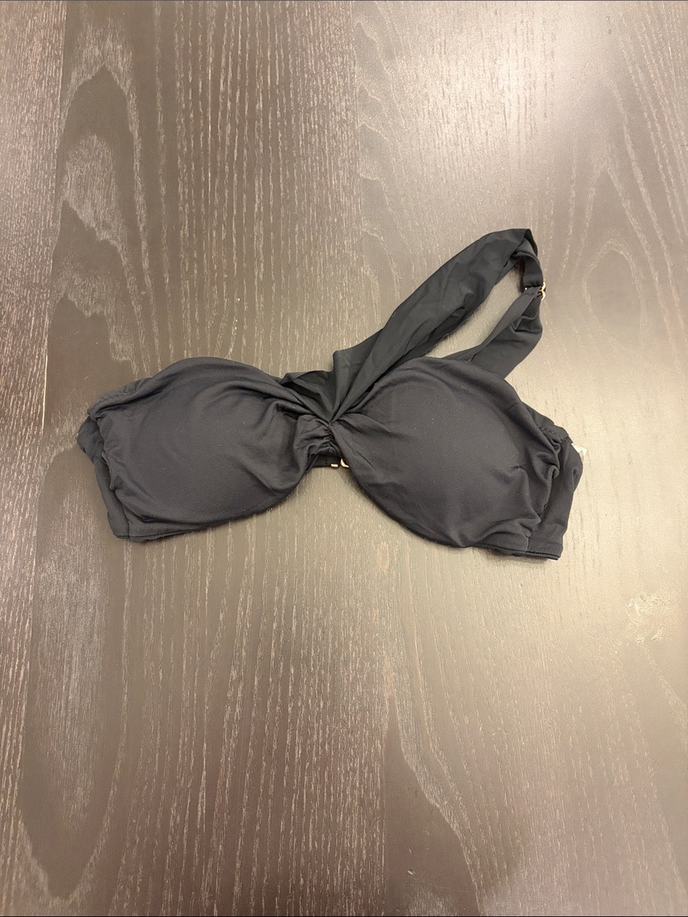 Black Bandeau One Shoulder Swim Top